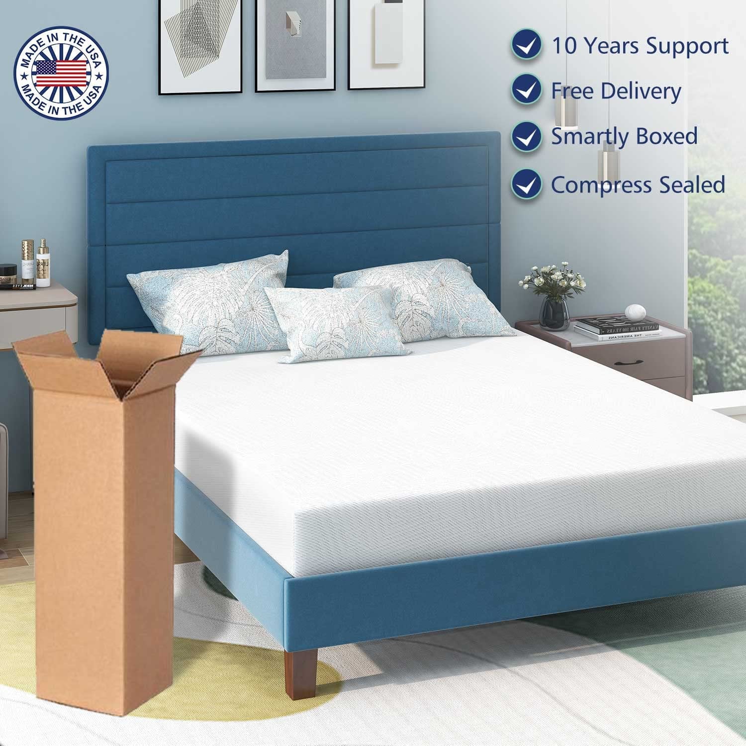Twin Mattress - Memory Foam Mattress 5-Layer Comfort Supportive Medium-Firm Mattress in a Box with Breathable Cover. Made in USA. CertiPUR-US Certified for Single Bed Guest Room