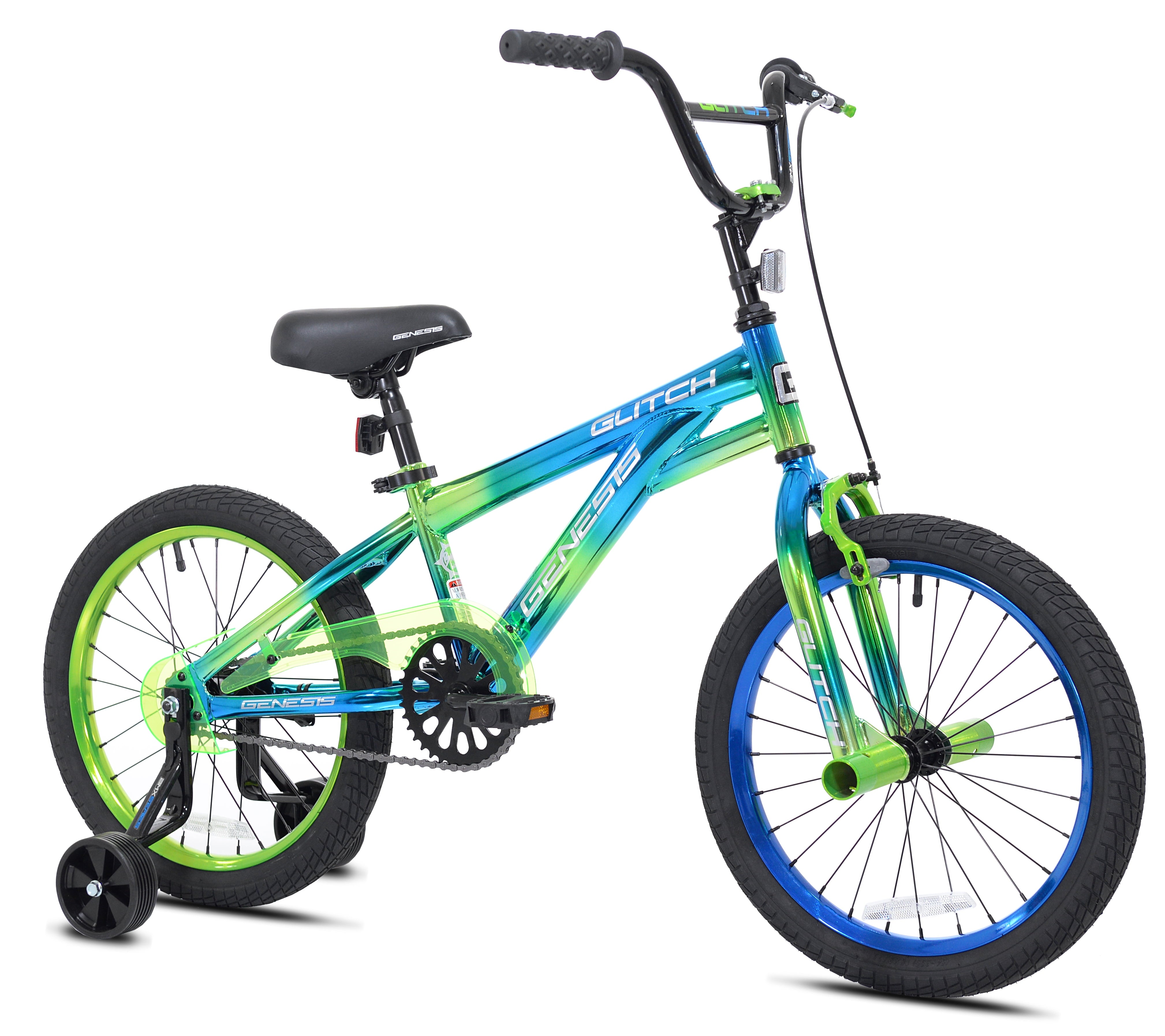 18 Glitch Boy's BMX Bike. Blue/Green