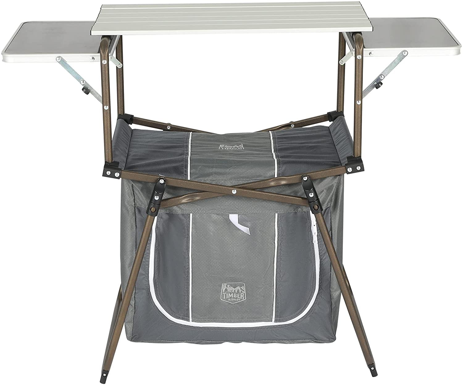 Folding Kitchen Lightweight Portable Aluminum Storage and Carry Bag. Camp Cook Station. Foldable Grill Table for BBQ. Picnic. Backyard. 42.13X13.58X31.3/33.46 inches. Gray