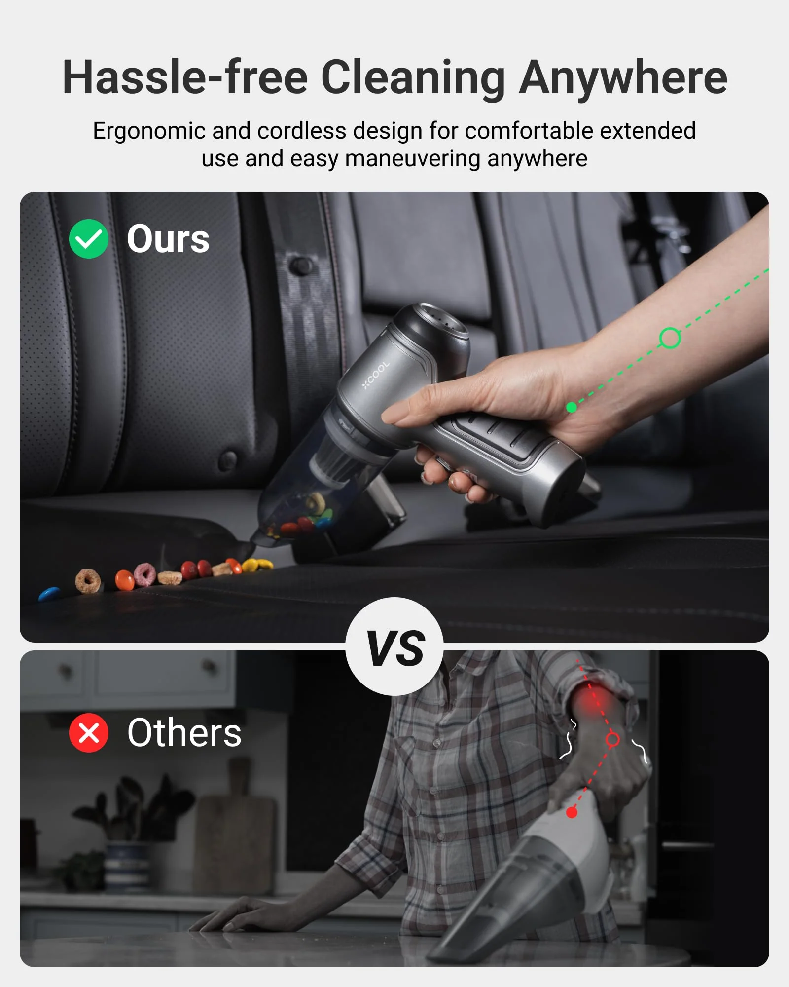 XCOOL Handheld Vacuum Cordless. 12000PA Car Vacuum Cleaner