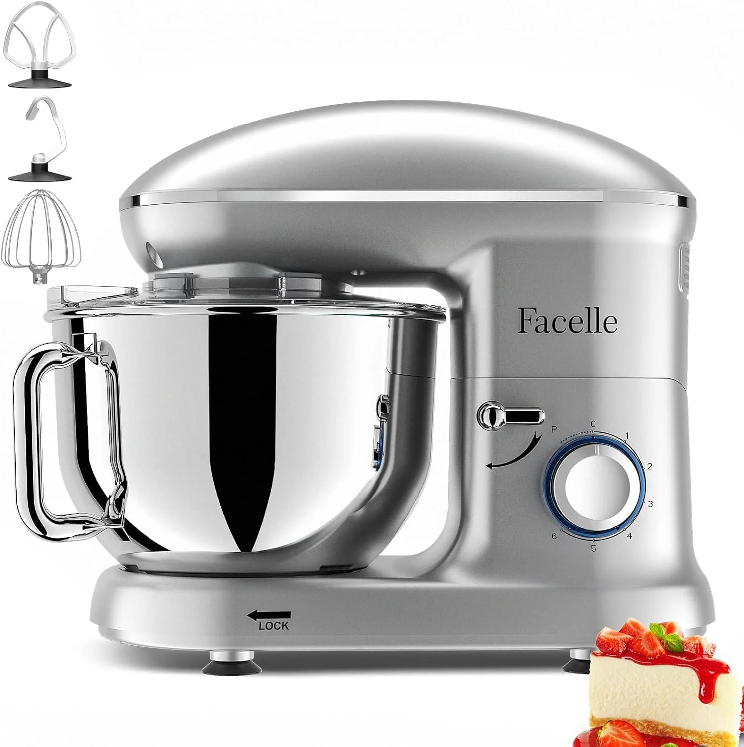 Facelle Electric Stand Mixer. 660W 6 Speed Kitchen Mixer