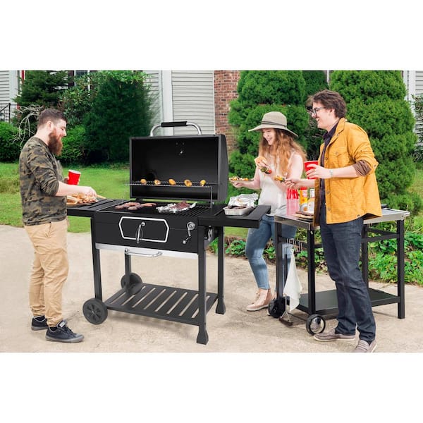 Deluxe 30 in. Charcoal Grill. BBQ Smoker Picnic Camping Patio Backyard Cooking. Black