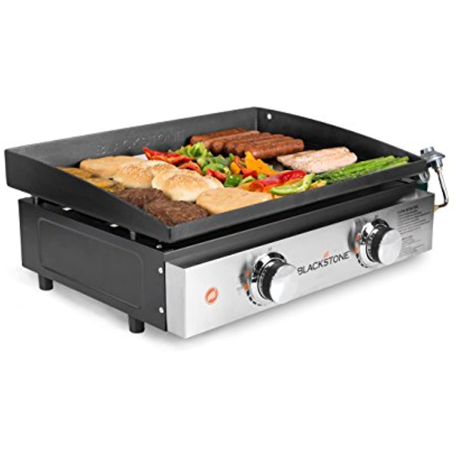 1666 Heavy Duty Flat Top Grill Station for Kitchen. Camp. Outdoor. Tailgating. Tabletop. Countertop Stainless Steel Griddle with Knobs & Ignition. 22 Inch. Black. Propane