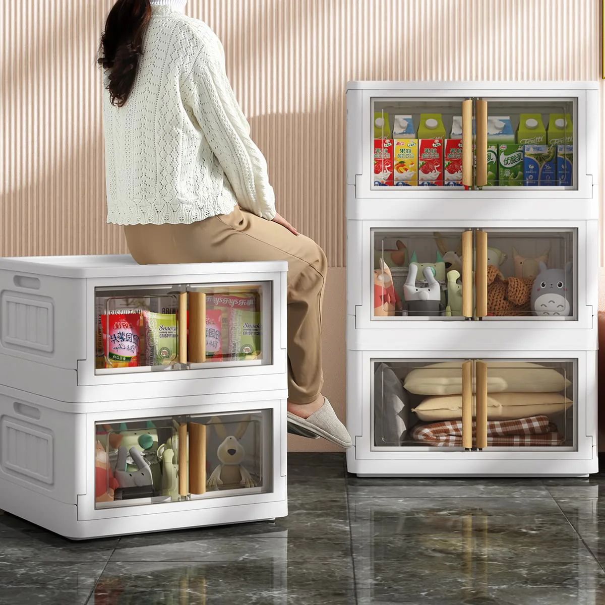 KHNR 5 Packs 78 Quart Plastic Storage Bin with lids