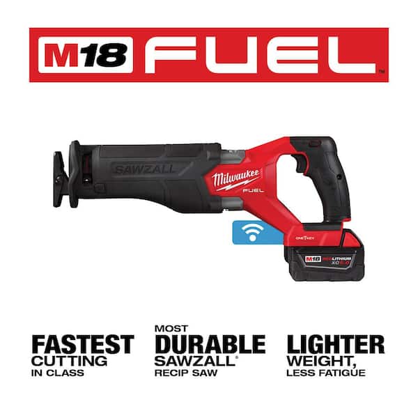 M18 FUEL ONE-KEY 18V Lithium-Ion Brushless Cordless SAWZALL Reciprocating Saw Kit with Two 5.0 Ah Batteries. Case