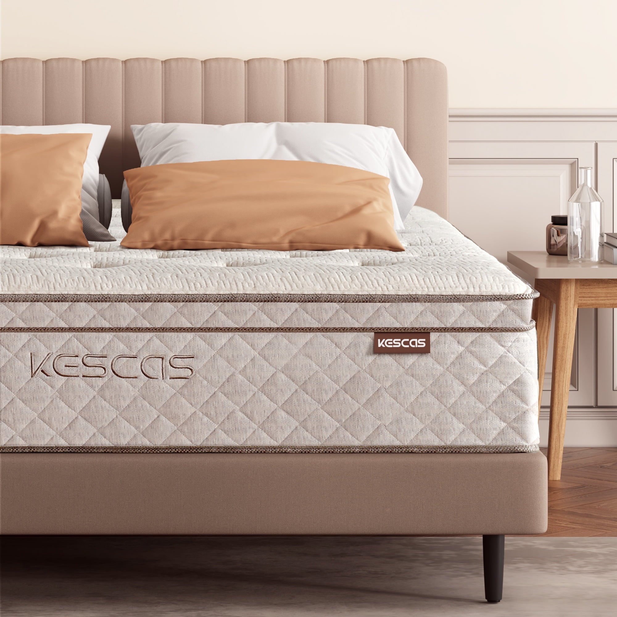 Size Mattress. Kescas 10 inch Euro Top Linen Cover Innerspring Mattress. Pocket Spring Hybrid Mattresses with CertiPUR-US Certified Memory Foam. Plush Yet Supportive