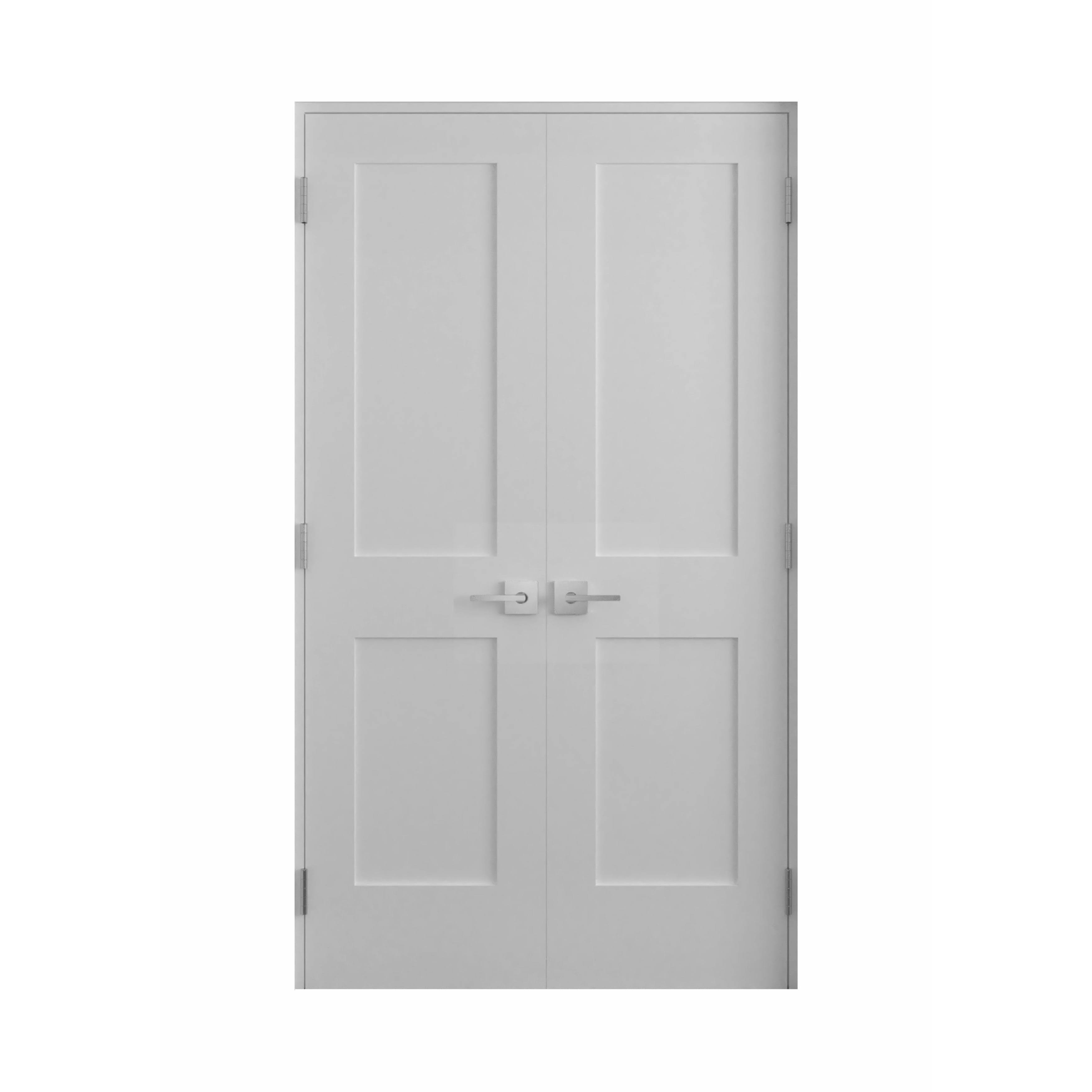 Reso 36 in. x 80 in. Bi-Parting Solid Core White Primed Composite Double Prehung French Door with Catch Ball and Black Hinges
