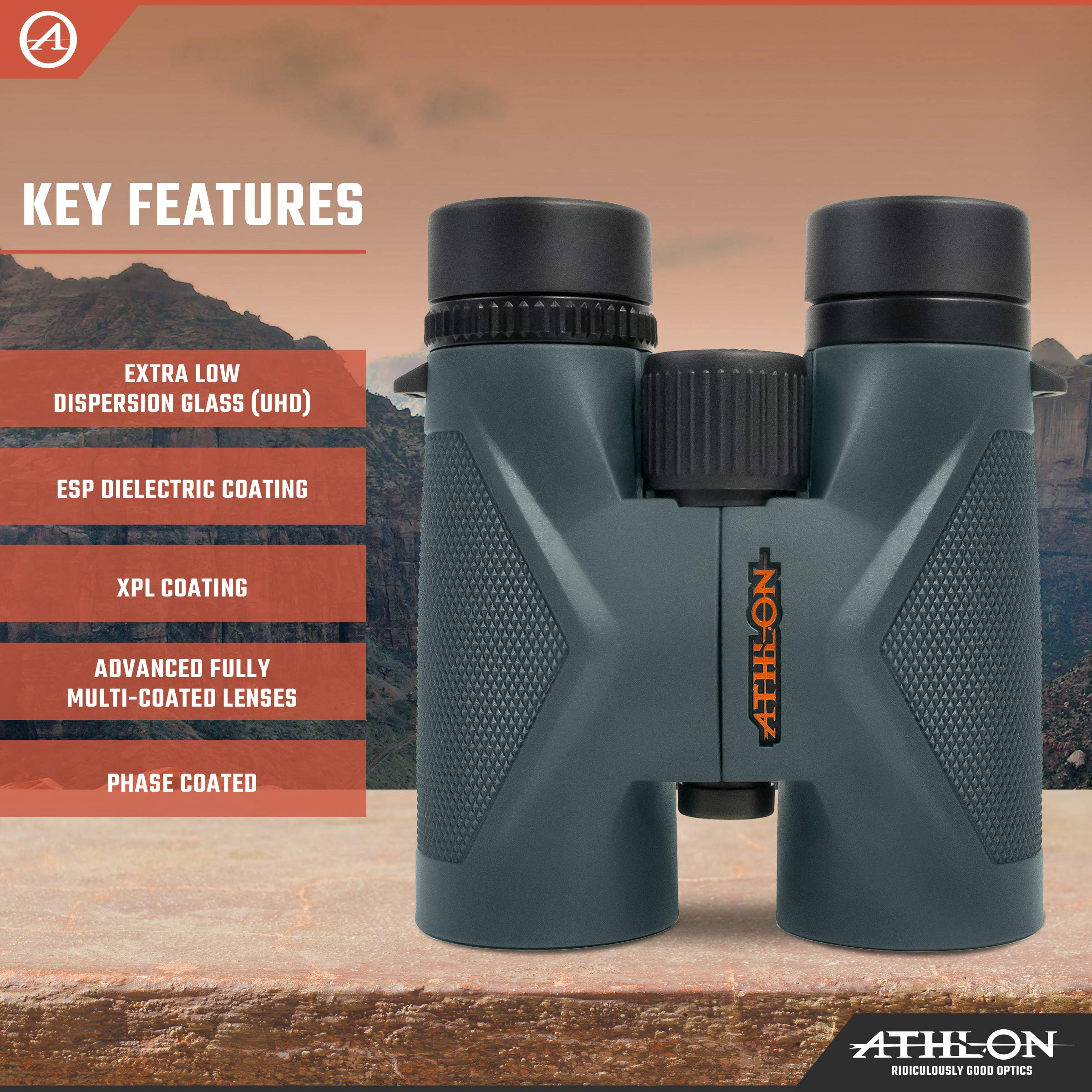 Athlon Optics 8x42 Midas UHD Gray Binoculars