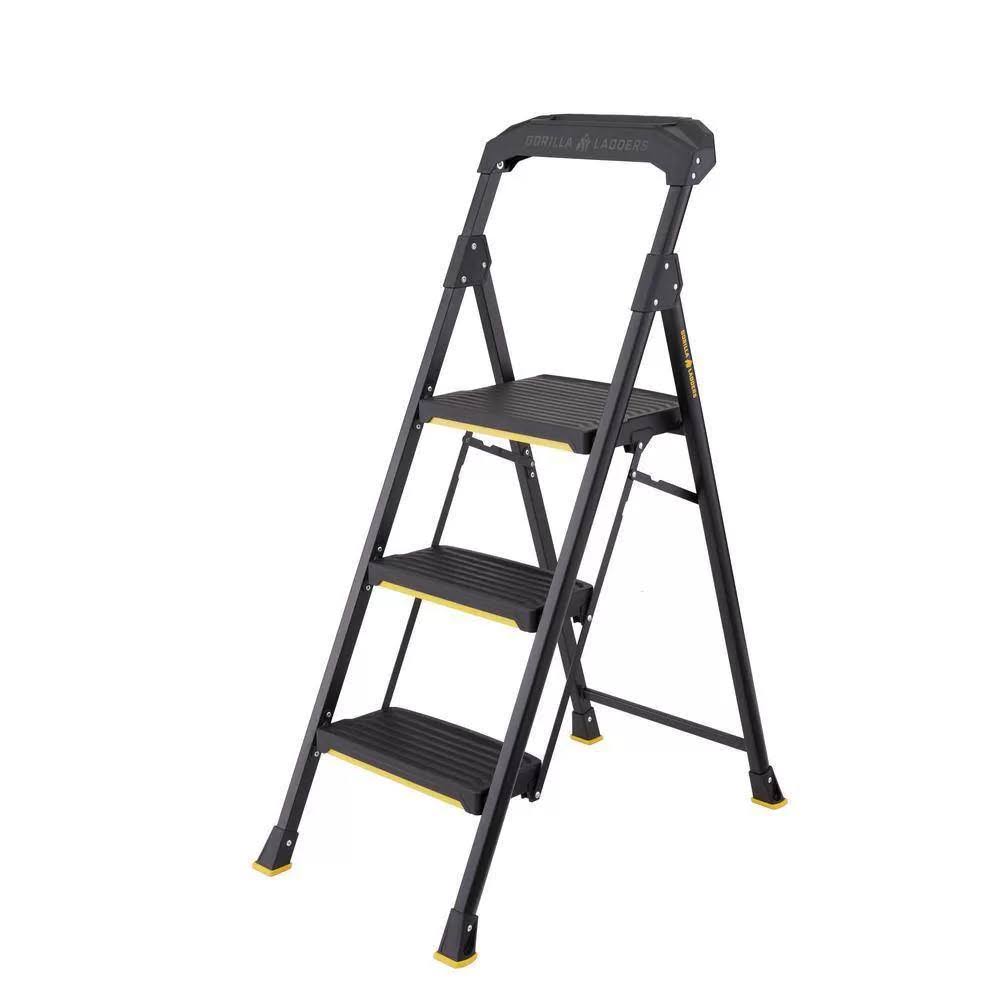 Gorilla Ladders 3-Step Pro-Grade Steel Step Stool, 300 lbs. Load Capacity Type iA Duty Rating