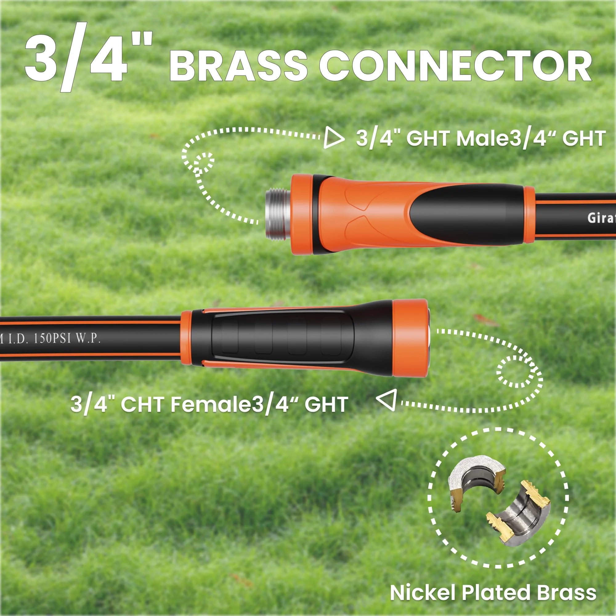 Giraffe Tools Garden Hose 100ft x 5/8 with Swivel Handle