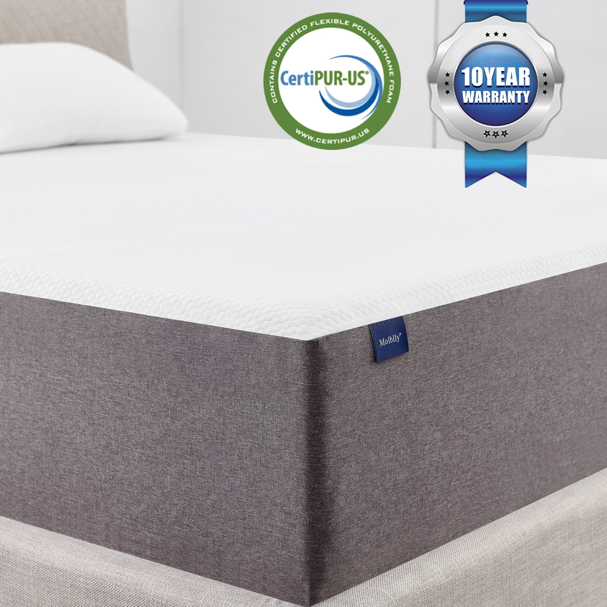 Mattress. Molblly 10 Inch Cooling-Gel Memory Foam Mattress in a Box. Queen