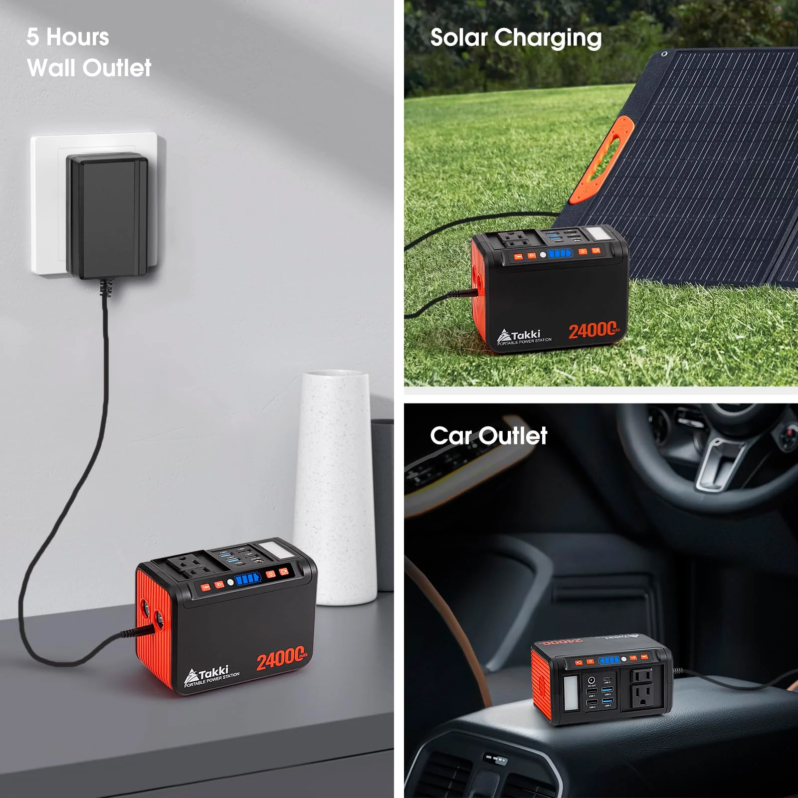 Takki Portable Power Station 88Wh with 110V AC DC USB Ports