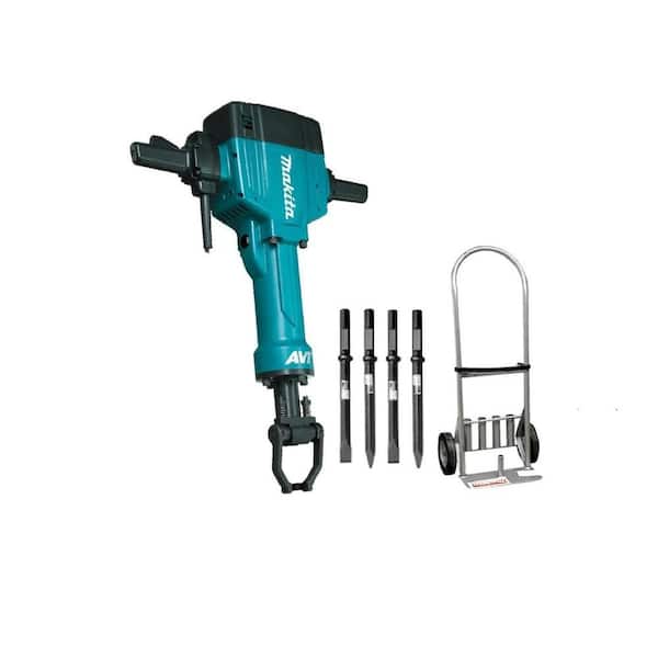 15 Amp 1-1/8 in. Hex Corded 70 lb. AVT Breaker Hammer with Anti-Vibration Technology. Cart and (4) Bits