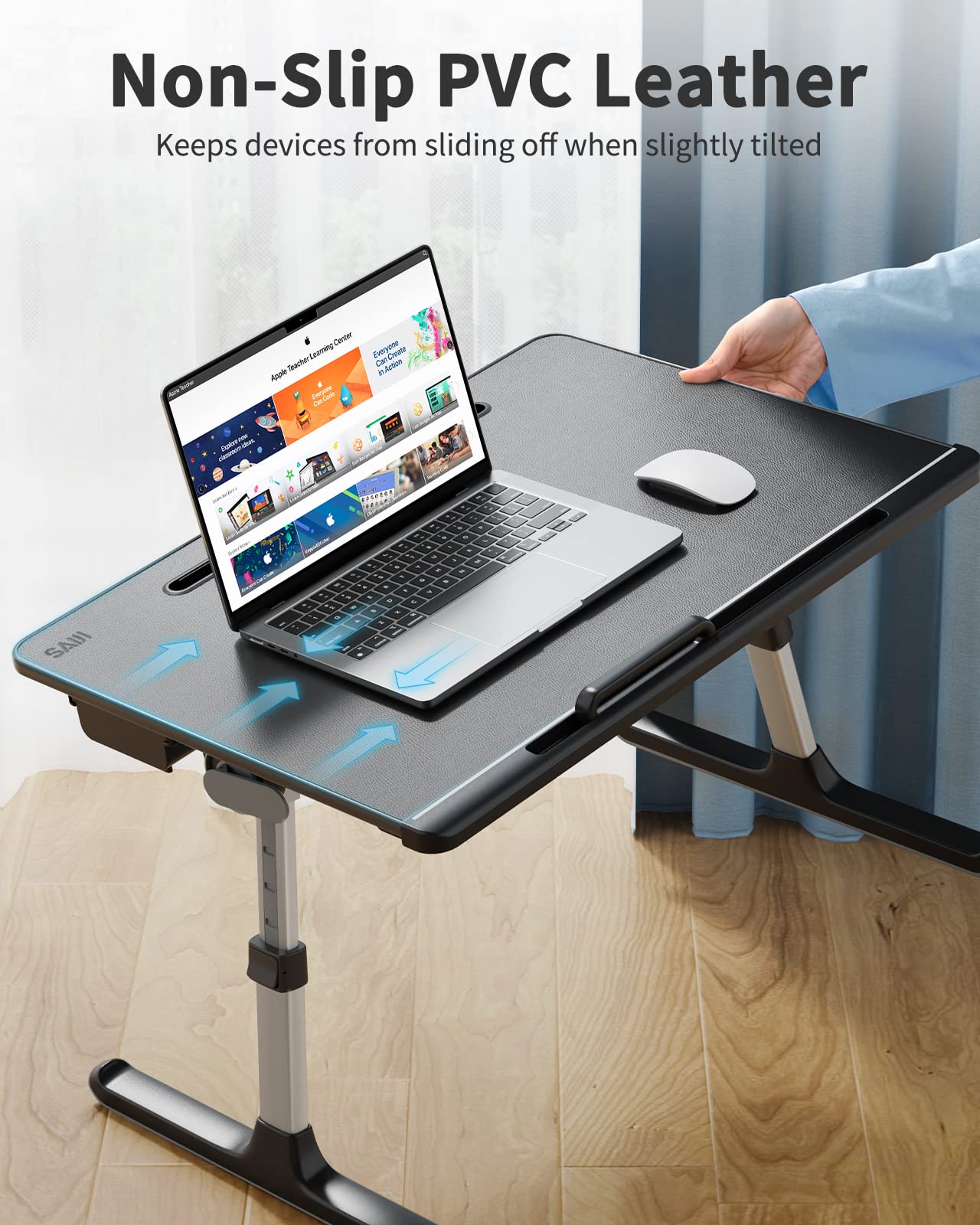 SAIJI X-Large Adjustable Laptop Table with Storage Drawer