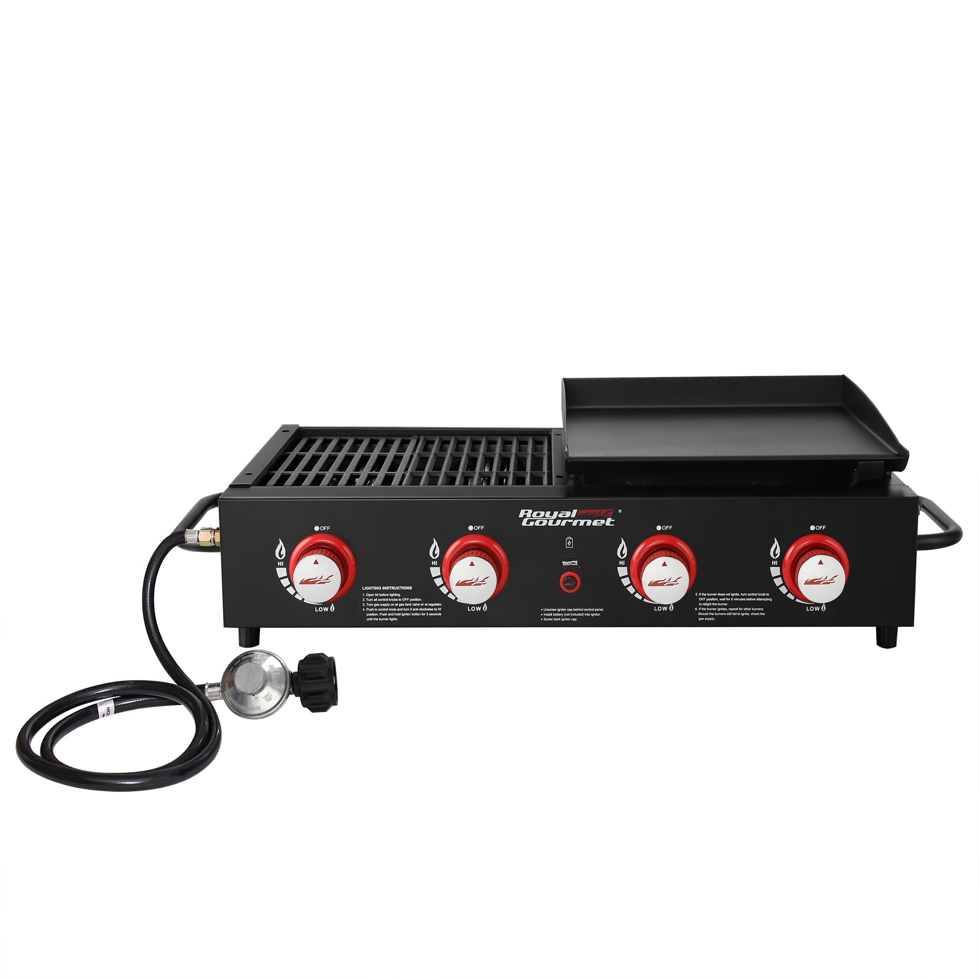 4-Burner GD4002T Portable Gas Grill and Griddle Combo. 40000 BTU