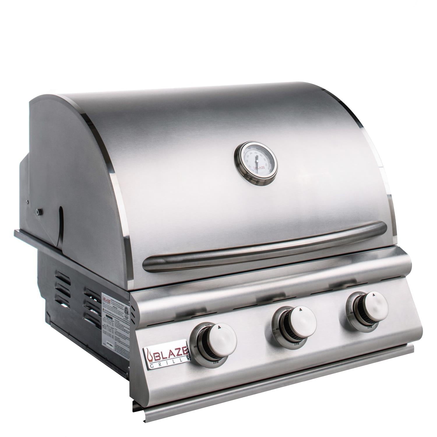 Kitchen 3 Burner Built In Propane Gas Grill (Head Only) - 25 Inch Drop In Three Burner Backyard Grill Station Liquid Propane LP By Blaze Grills