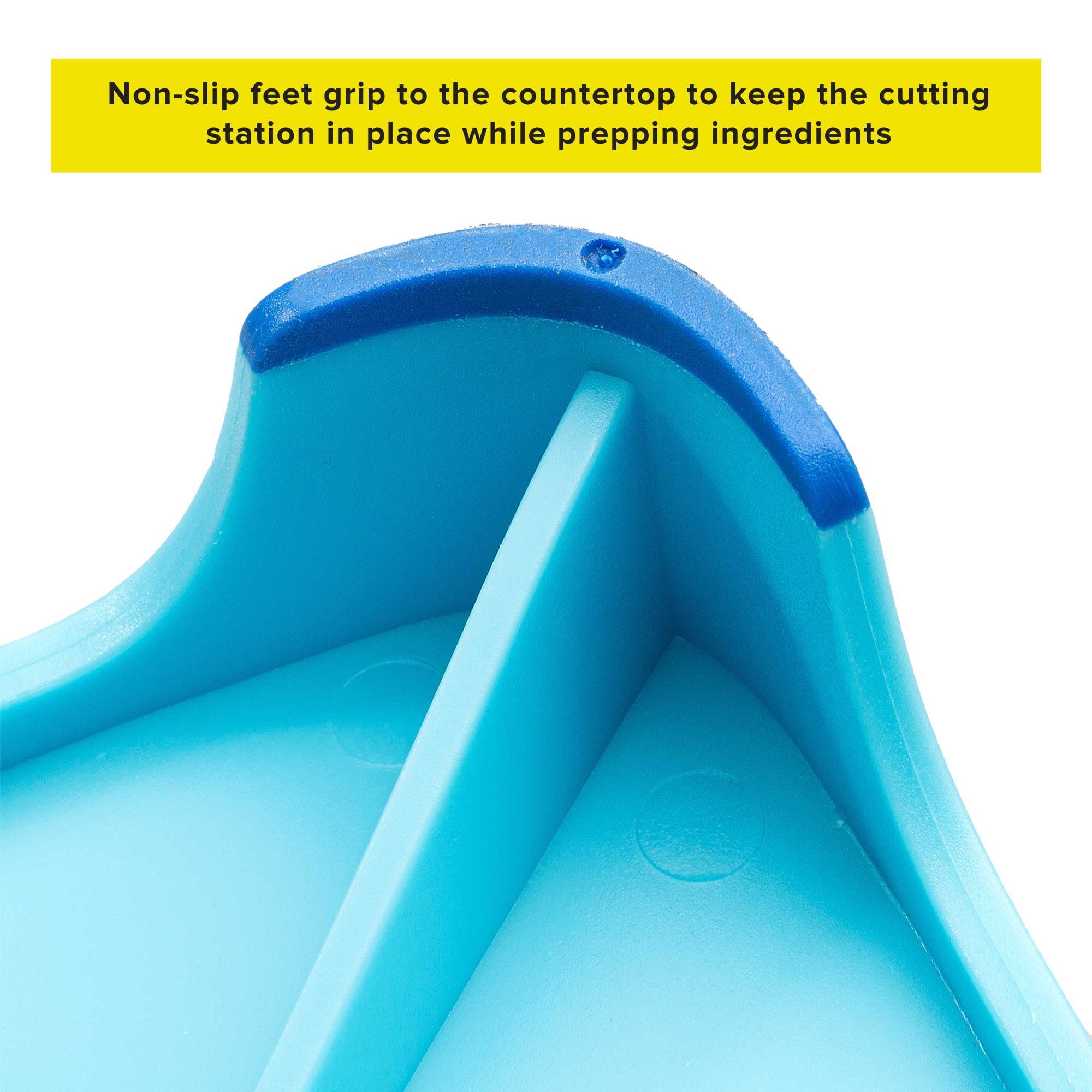 Poly Cutting Board Prep Station Set with Removable Trays. Tasty Blue. 5 Piece