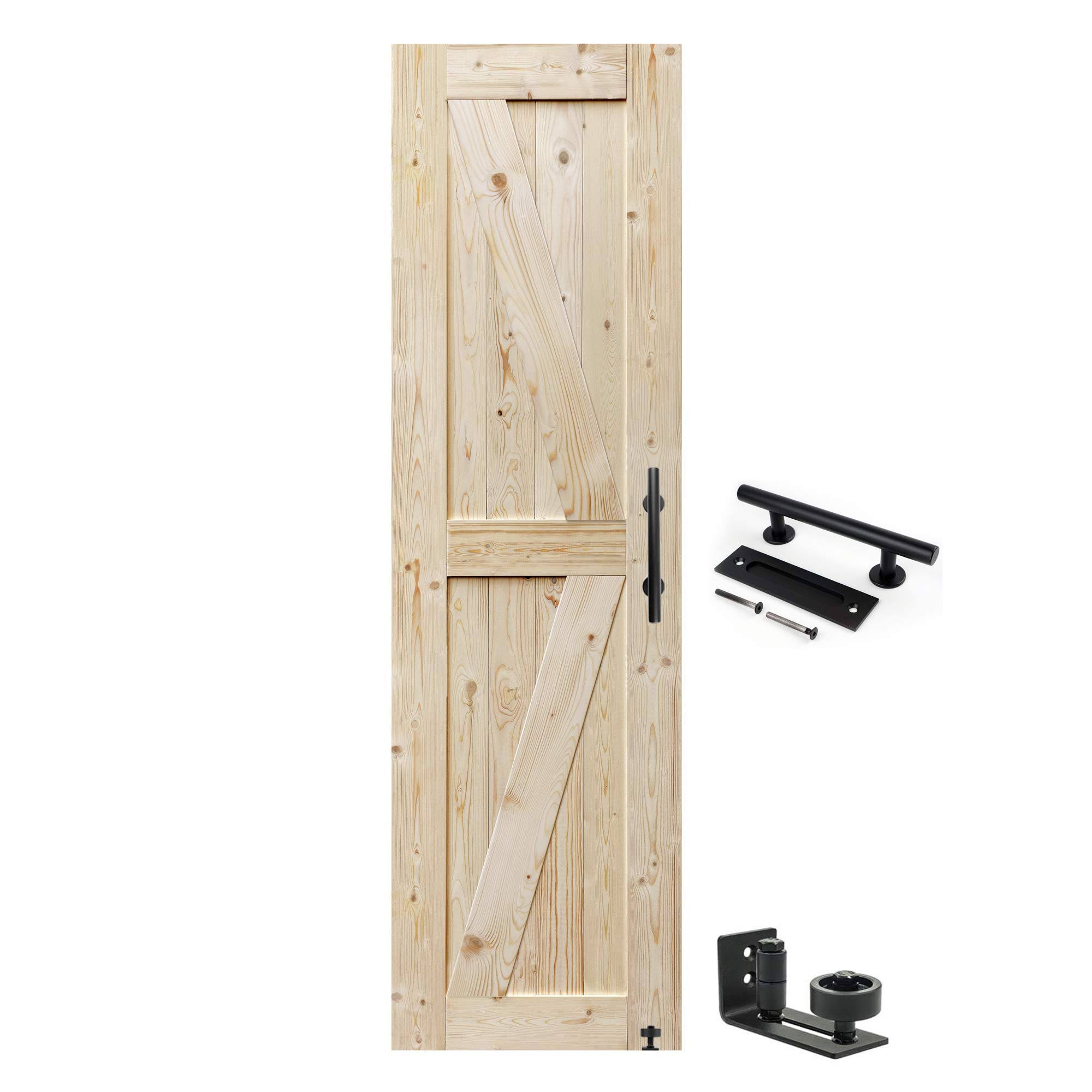 S&Z TOPHAND 24 in. x 84 in. Barn Door, 20/24/28/30/32/36/38/40/42/46in Unfinished British Brace Barn Door/Modern Style/Solid Wood/Sliding Door/A