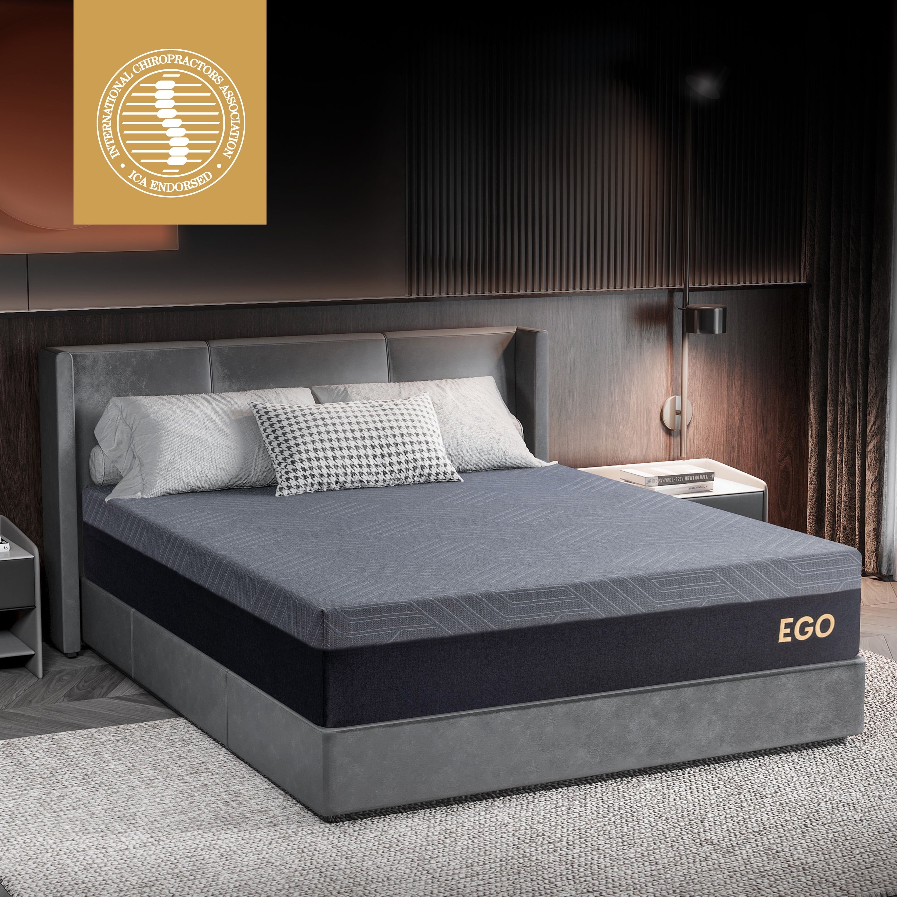 Ego Black 10 inch Twin Mattress in a Box. Cooling Gel Memory Foam Mattress. Medium