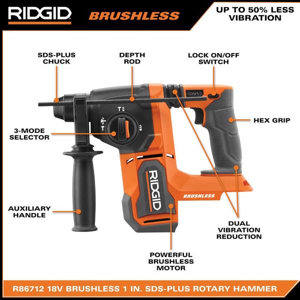 18V Brushless Cordless 1 in. SDS-Plus Rotary Hammer with 18V Lithium-Ion 4.0 Ah Battery