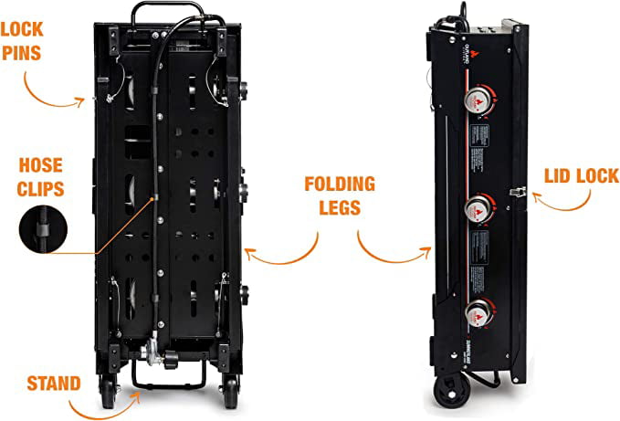 Living Portable Camping Stove - 3 Zone Propane Gas Burner Controller With Auto Ignition - 2 Folding Cook Stations - Adjustable Leg