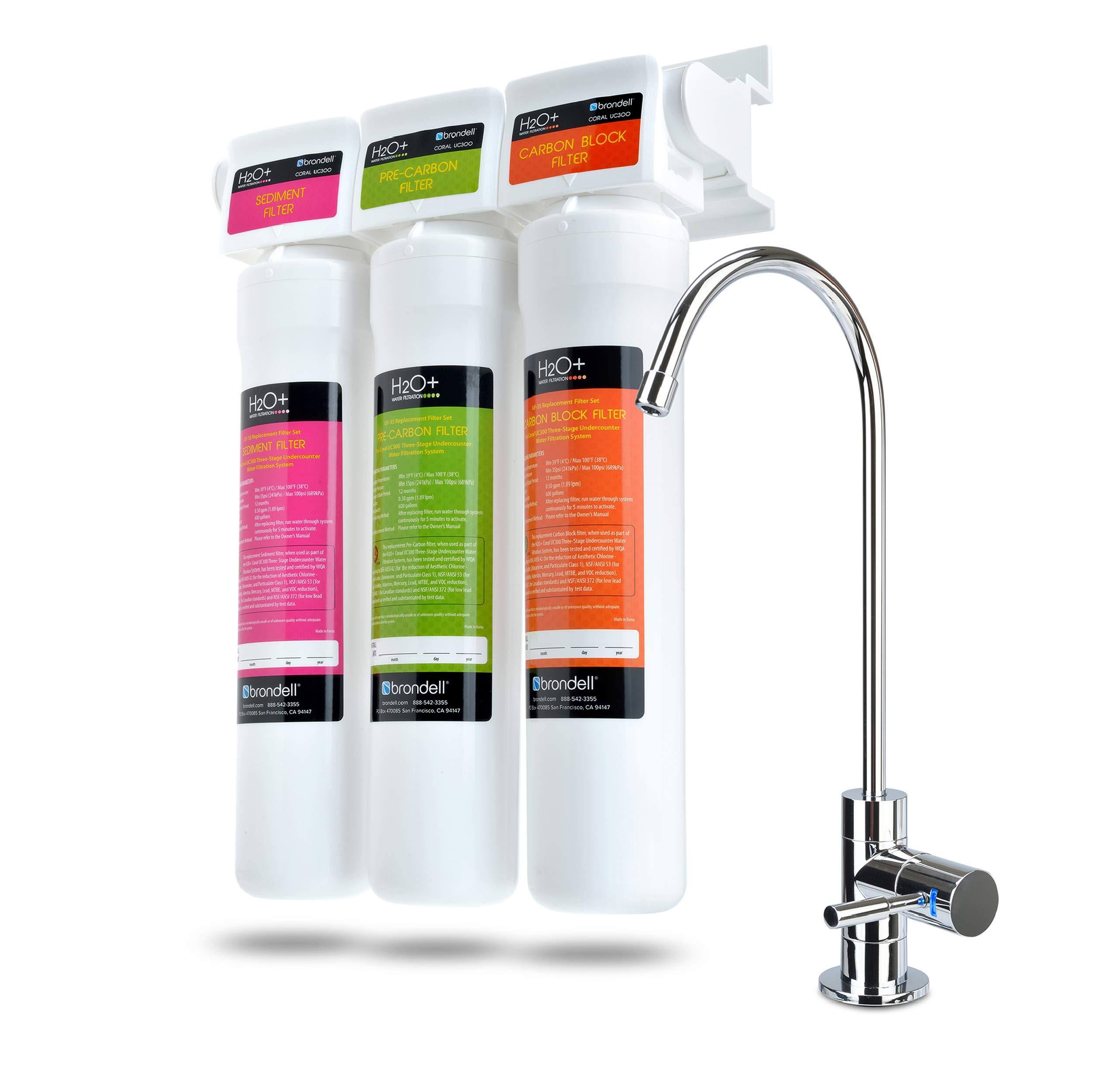 Brondell H2o+ Coral UC300 Three-Stage Under Counter Water Filtration System