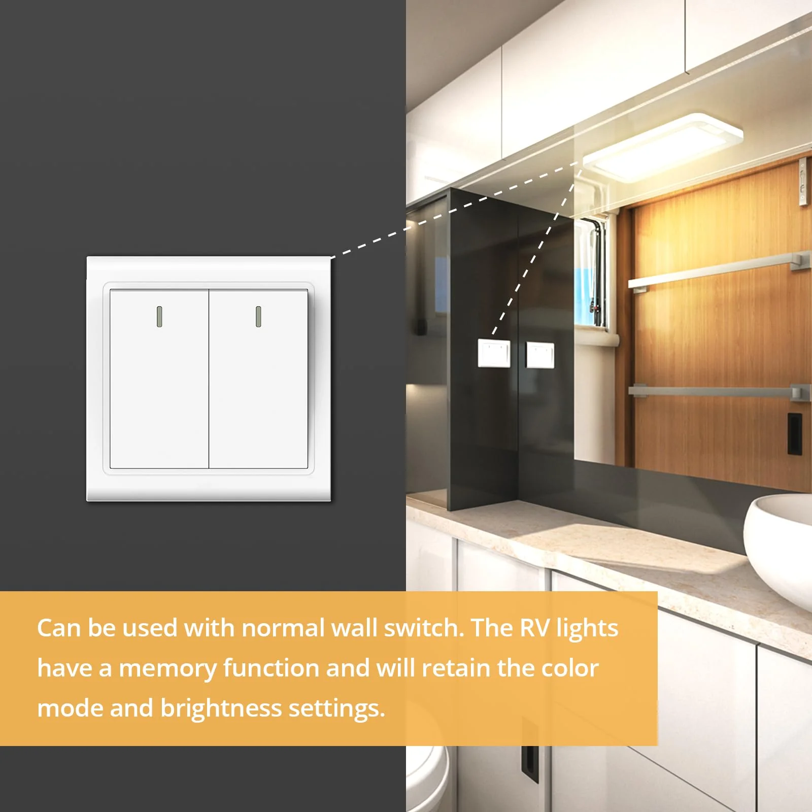 NAOEVO 12V 1500LM RV LED Lights Interior with 3 Color 8Pack