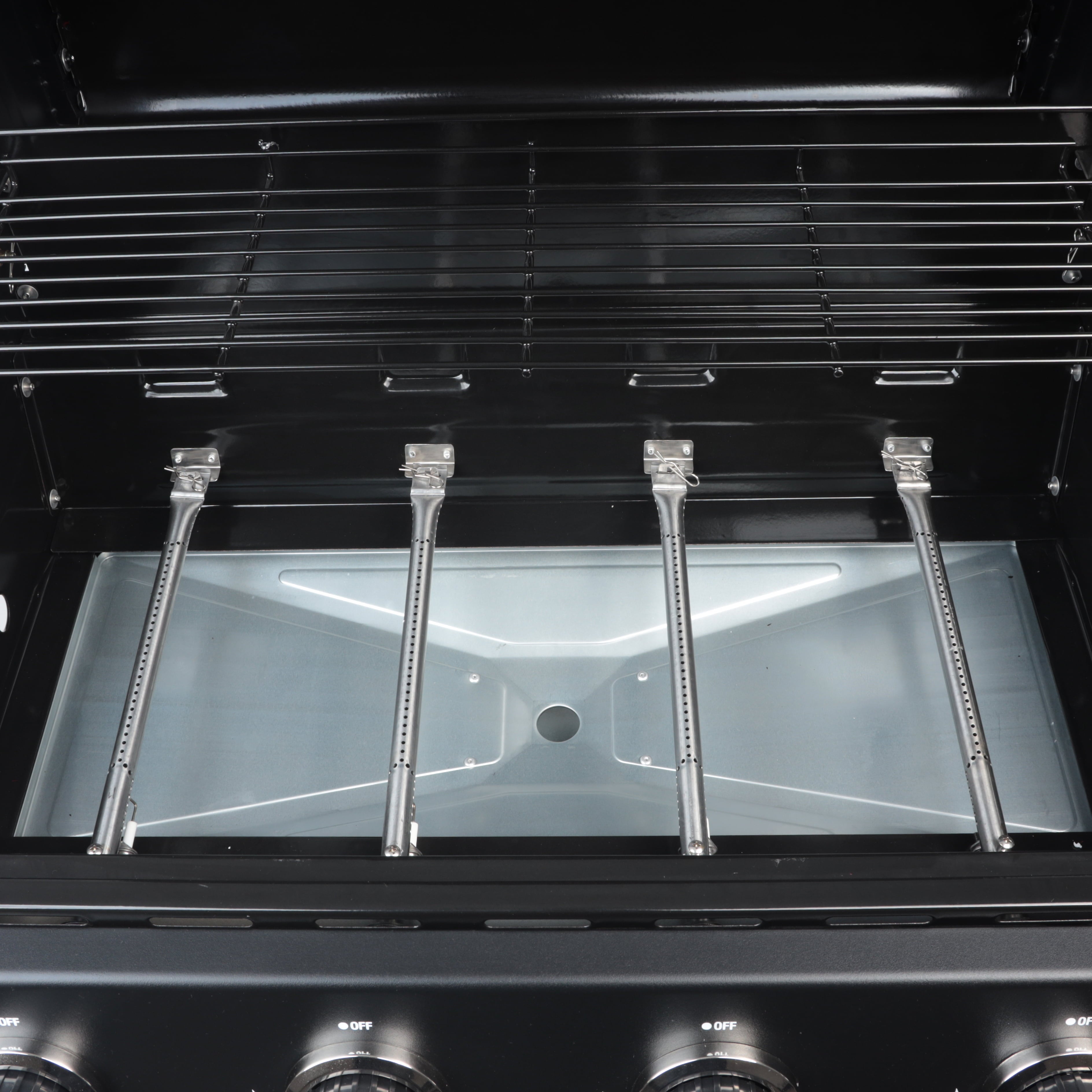 4-Burner Propane  Gas Grill with Side Burner. Stainless Steel & Black