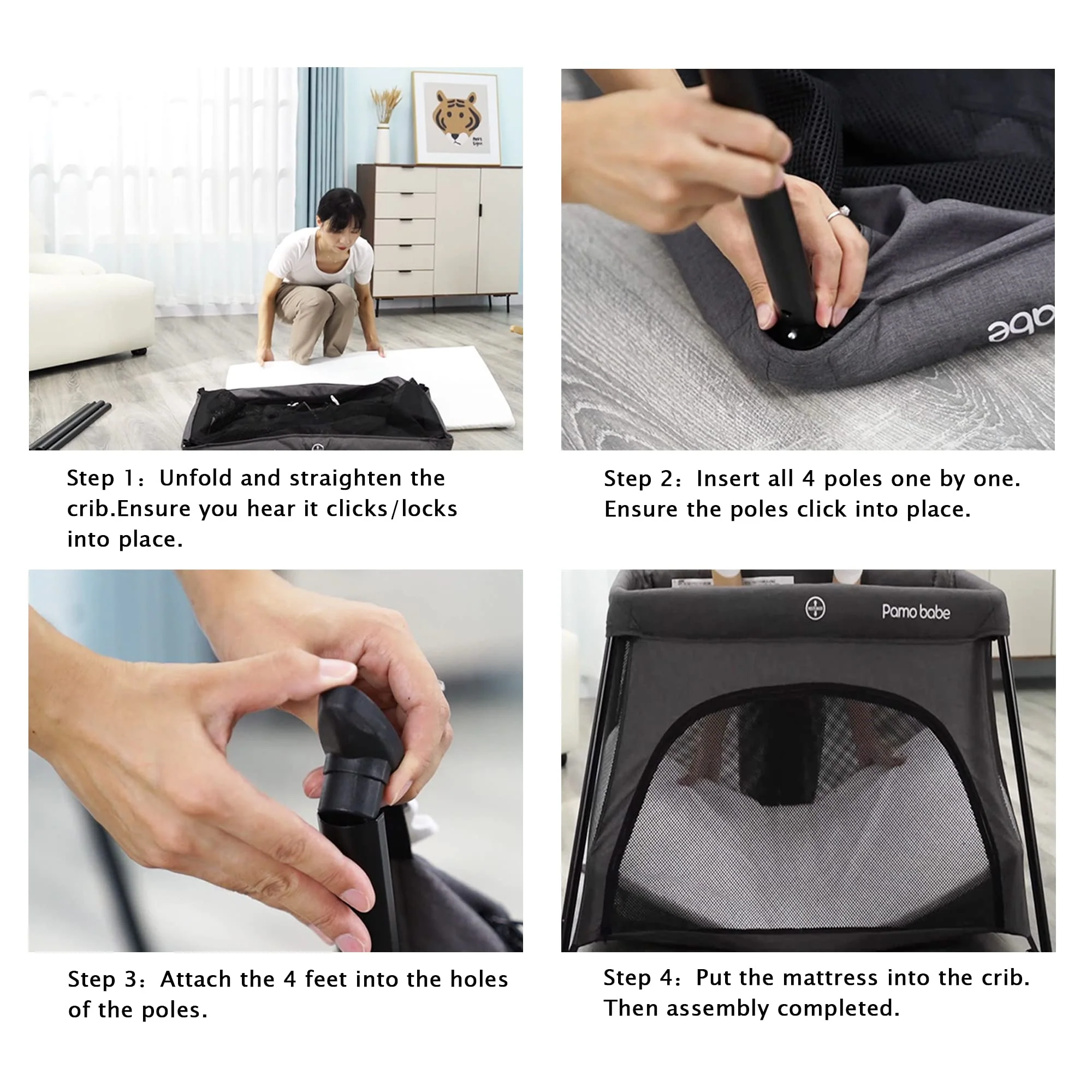 Portable Crib for Baby Travel with Soft Mattress