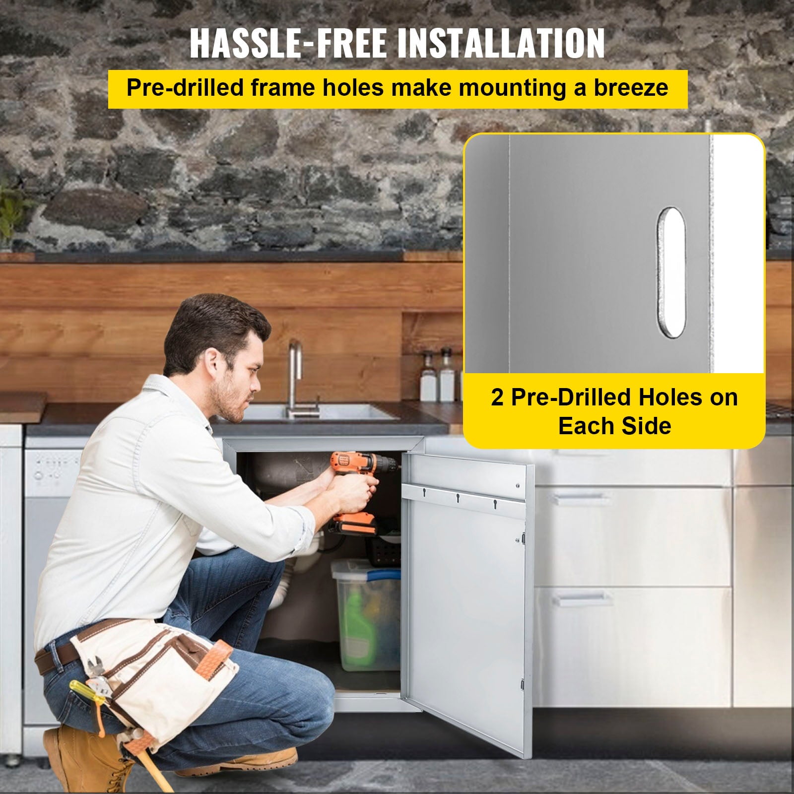 BBQ Access Door 33w x 22h inch. Double BBQ Door Stainless Steel. Outdoor Kitchen Doors for BBQ Island. Grilling Station. Outside Cabinet