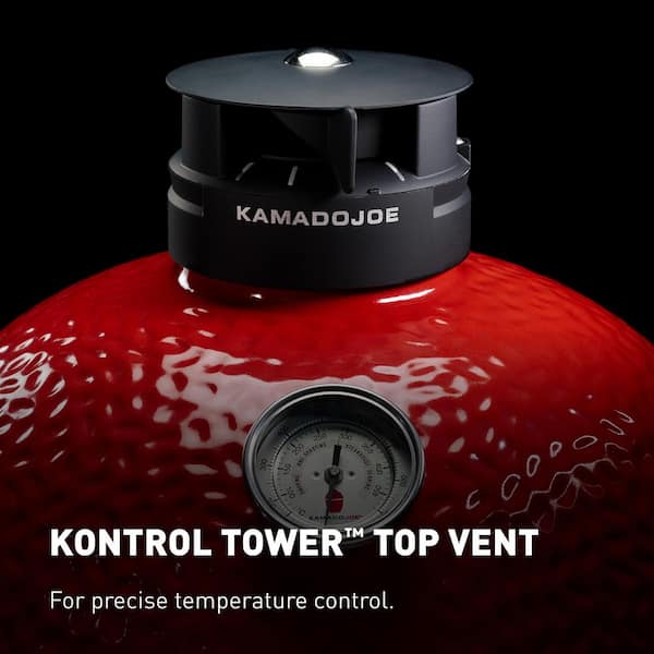 Big Joe III 24 in. Charcoal Grill in Red with Cart. Side Shelves. Grate Gripper. and Ash Tool