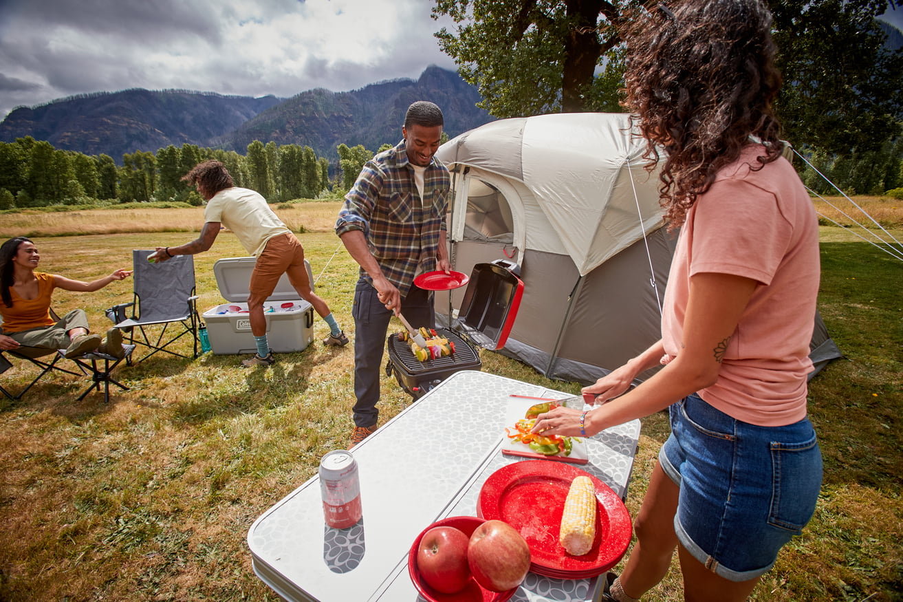 Portable Sportster 1-Burner Propane Grill with 11.000 BTUs. Red