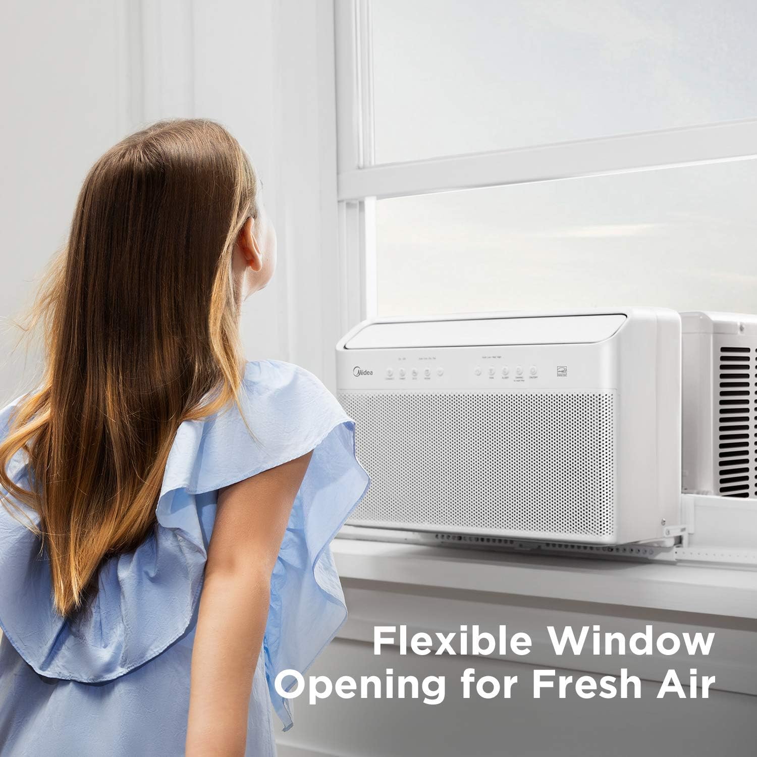 2025 Midea U-Shaped Inverter Window Air Conditioner 12.000BTU with Open Window Flexibility. Robust Installation.Extreme Quiet. 35% Energy Saving. Smart Control. Alexa. Remote. Bracket Included (Renewed)