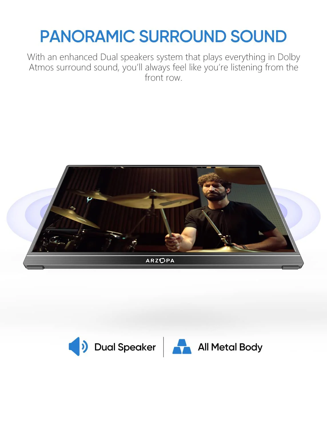 ARZOPA Portable Monitor. 15.6'' 1080P FHD Laptop Monitor