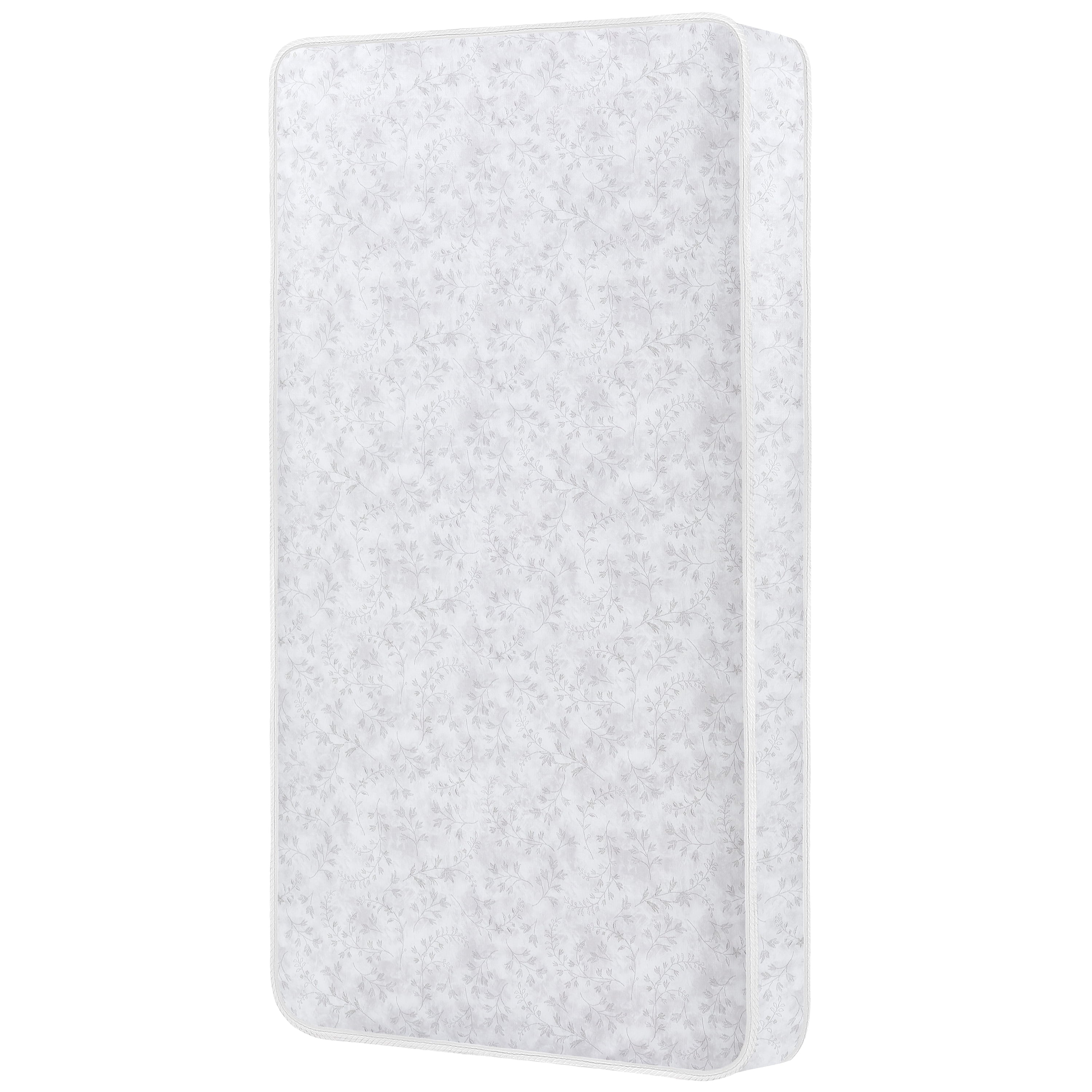 on Me Twinkle 5 88 Coil Crib and Toddler Mattress. Morning Mist Floral. Greenguard Gold Certified