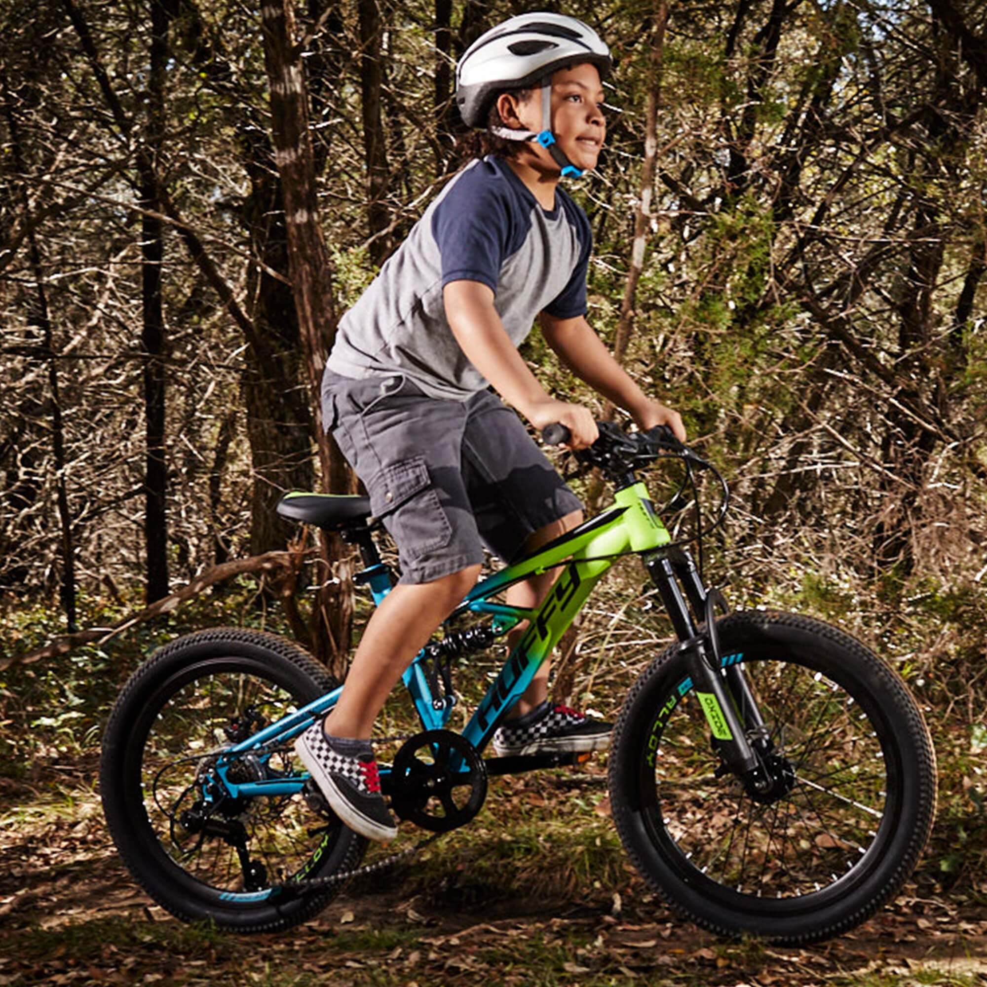20-inch Oxide Boys Mountain Bike for Kids . Lime / Blue