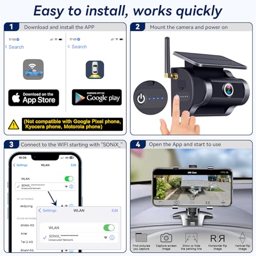 WZBB 1080P Solar Wireless Backup Camera Magnetic