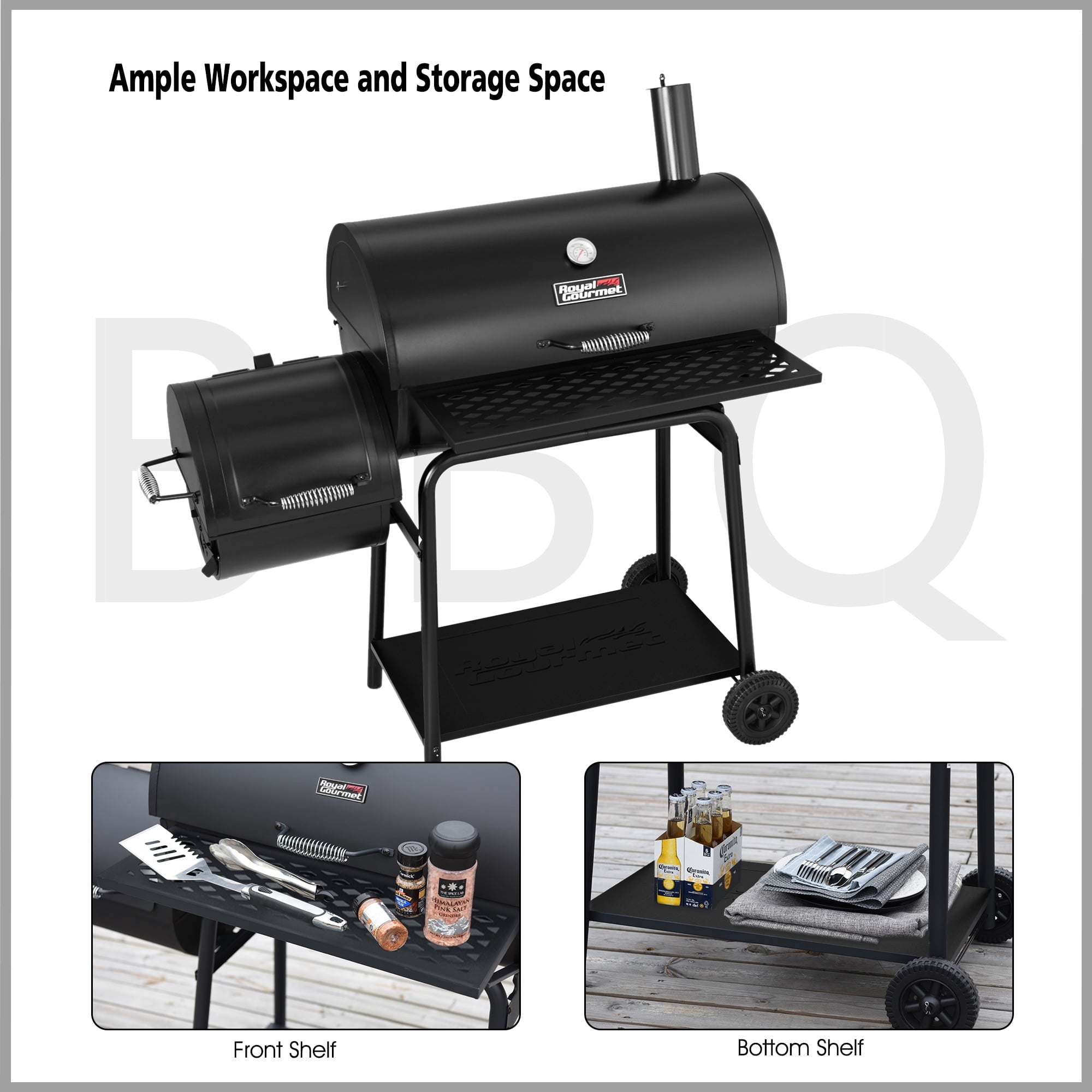 Gourmet 30 CC1830F Charcoal Grill with Offset Smoker