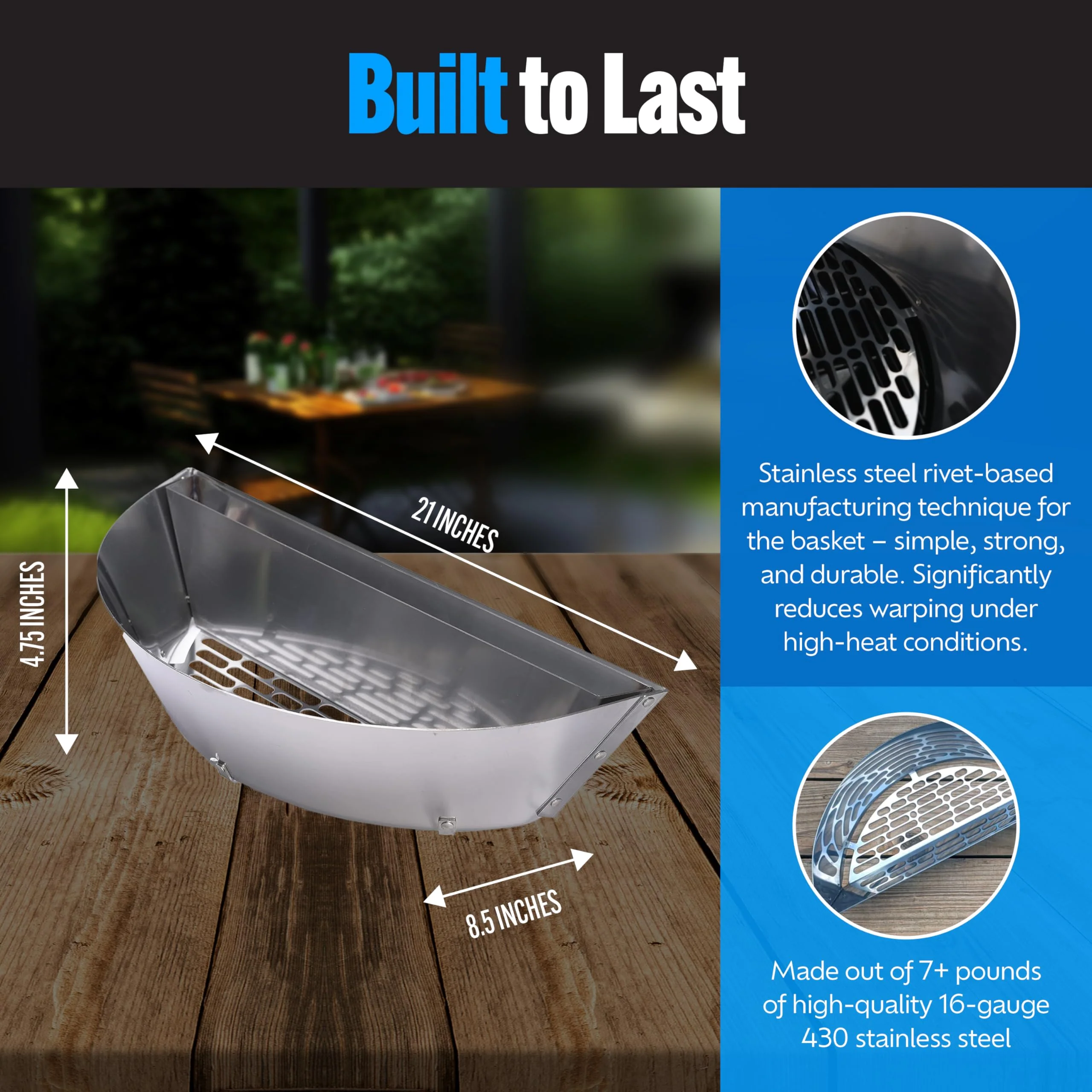 Slow 'N Sear SnS Grills Deluxe Insert. Removable Reservoir