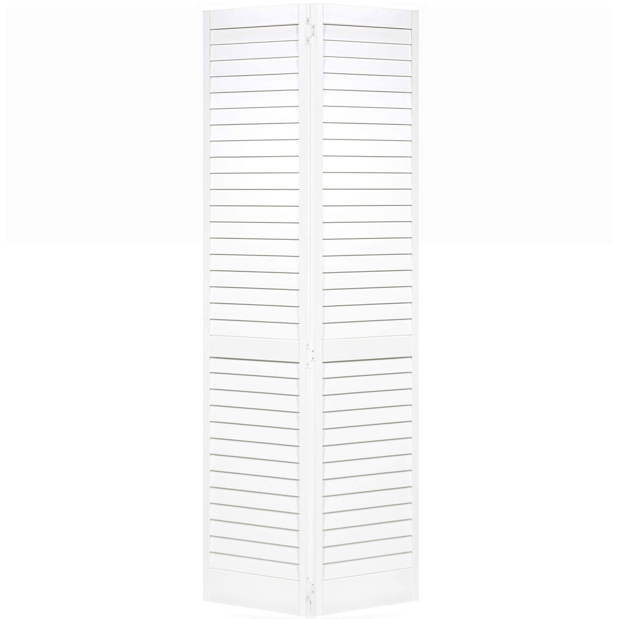 Kimberly Bay Louvered Pine Wood Painted Plantation Bi-Fold Door 1 in. x 32 in. x 80 in.