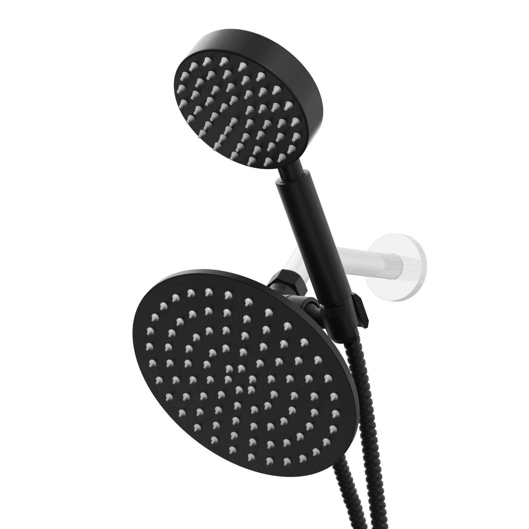 Hammerhead Showers All Metal Dual Shower Head Combo - Matte Black - 8 inch Rainfall High Flow Shower Head & Handheld Shower Head High Pressure with