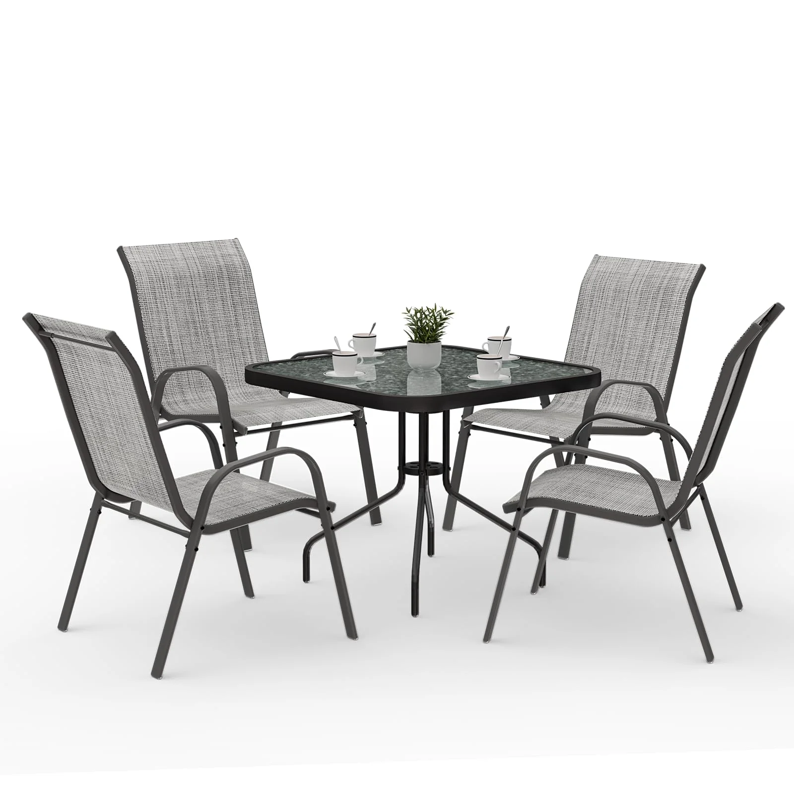 Amopatio Outdoor Dining Set of 5. Patio Table and Chairs Set