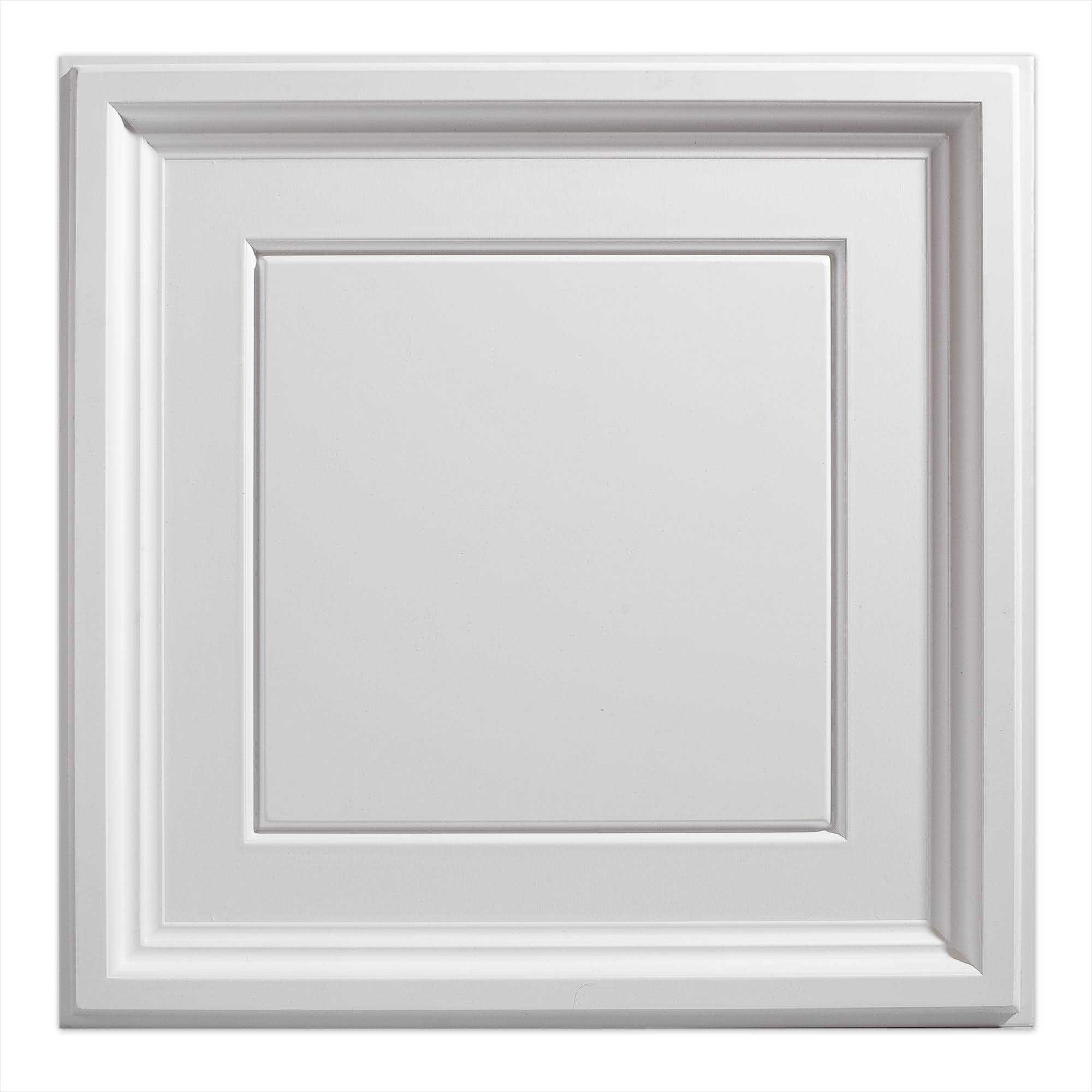Genesis 2ft x 2ft White Icon Coffer Ceiling Tiles - Easy Drop-In Installation - Waterproof Washable and Fire-Rated - High-Grade PVC to Prevent
