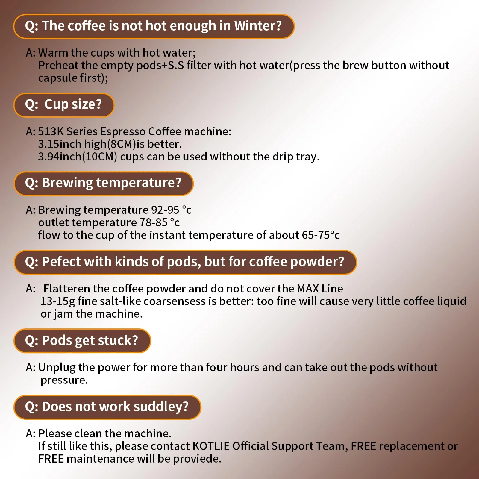 KOTLIE Single Serve Coffee Maker. 4 in 1 Espresso Machine