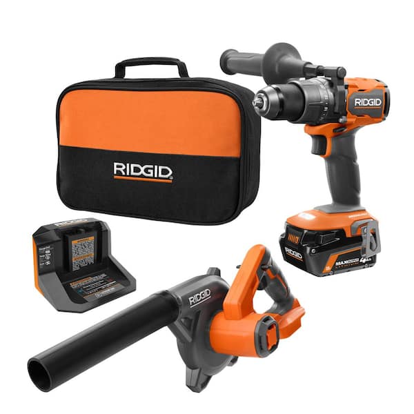 18V Cordless 2-Tool Combo Kit w/ Brushless Hammer Drill/Driver. Jobsite Blower. 4.0 Ah MAX Output Battery. Charger & Bag
