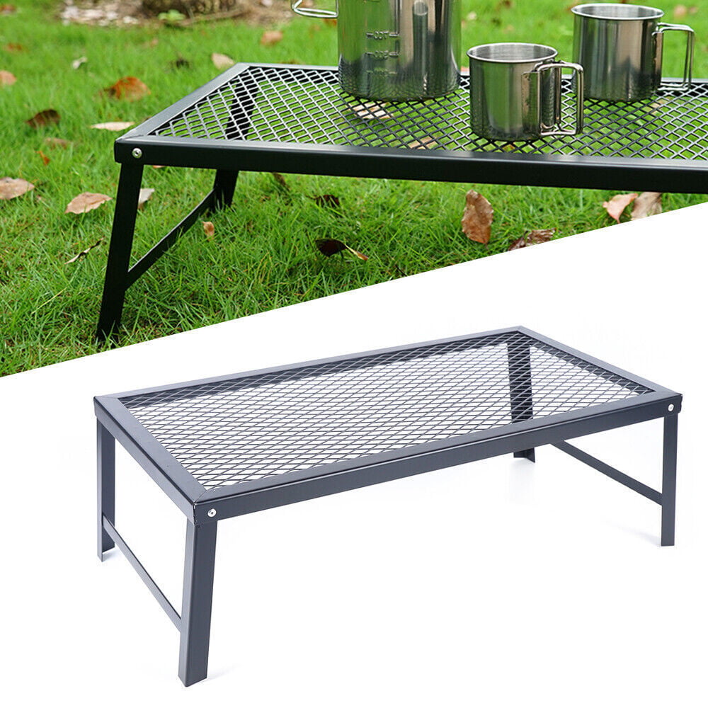 Campfire Grill Over-Fire Pit Cooking BBQ Rack Cooking Stove Black Foldable