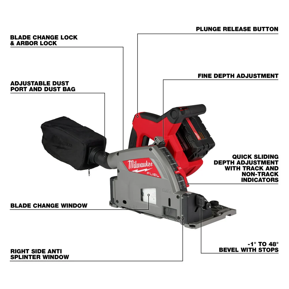 Milwaukee 2831-21 M18 FUEL 18V 6-1/2 Cordless Li-Ion Plunge Track Saw Kit