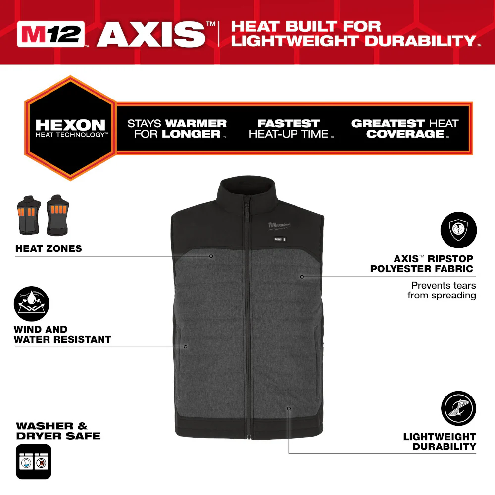 Milwaukee M300G-21XL M12 12V Durable Li-Ion Heated AXIS Vest