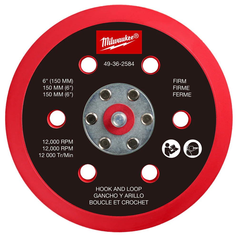 Milwaukee 49-36-2584 6 Hook and Loop Sander Backing Pad - Firm
