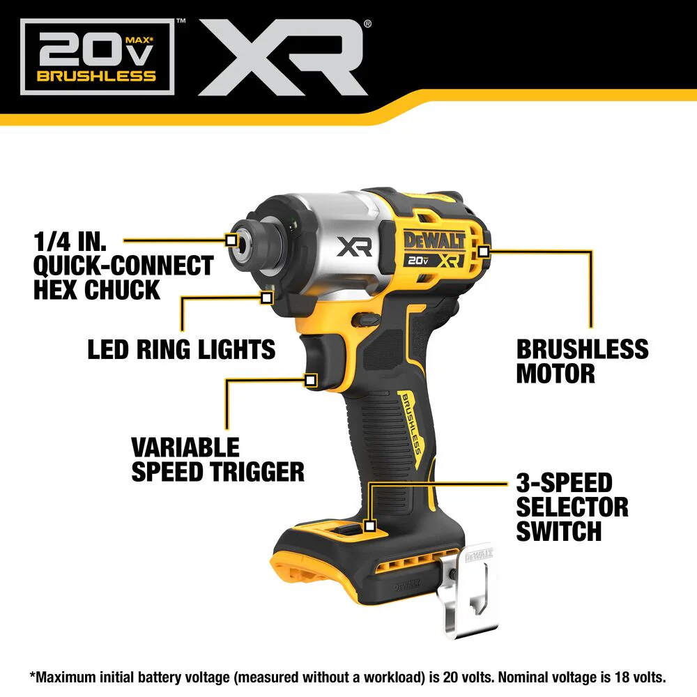 DeWALT DCF845D1E1 20V MAX XR 1/4 Impact Driver w/ POWERSTACK Kit